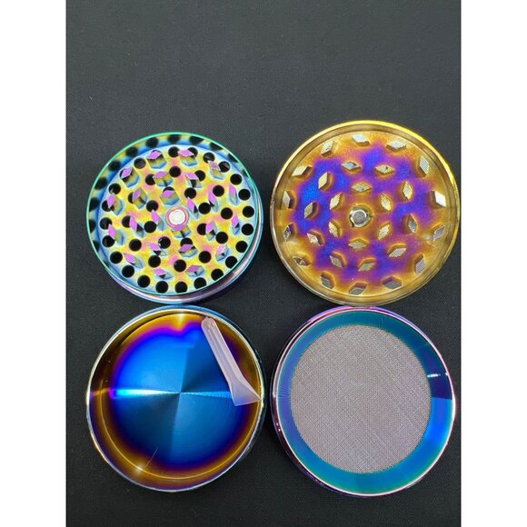 Crystal Top 4-Piece Herb Grinder With Rainbow Finish - Picture 5 of 5